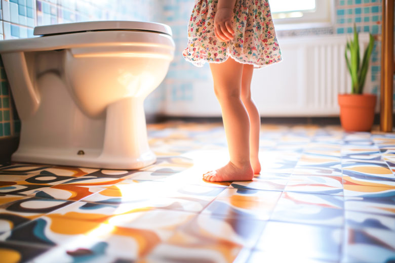 トイレの前に佇む女の子