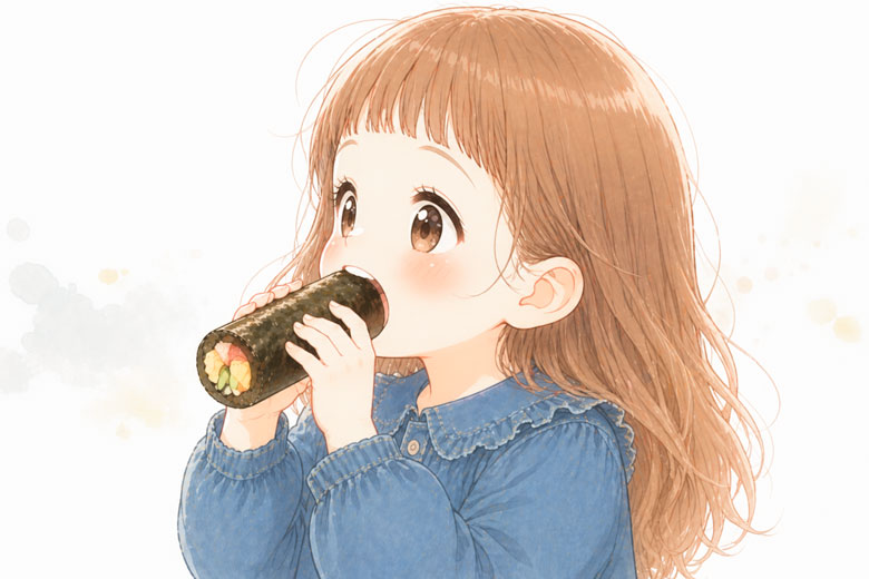 頬張る女の子